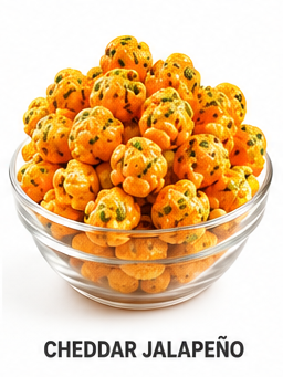 A bag of cheddar jalapeño gourmet popcorn