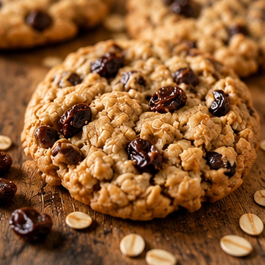 A chewy oatmeal raisin cookie packed with oats and raisins