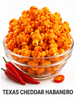 A bag of Texas cheddar habanero gourmet popcorn