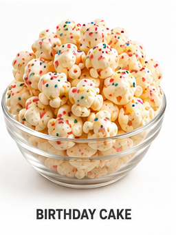 A bag of birthday cake gourmet popcorn
