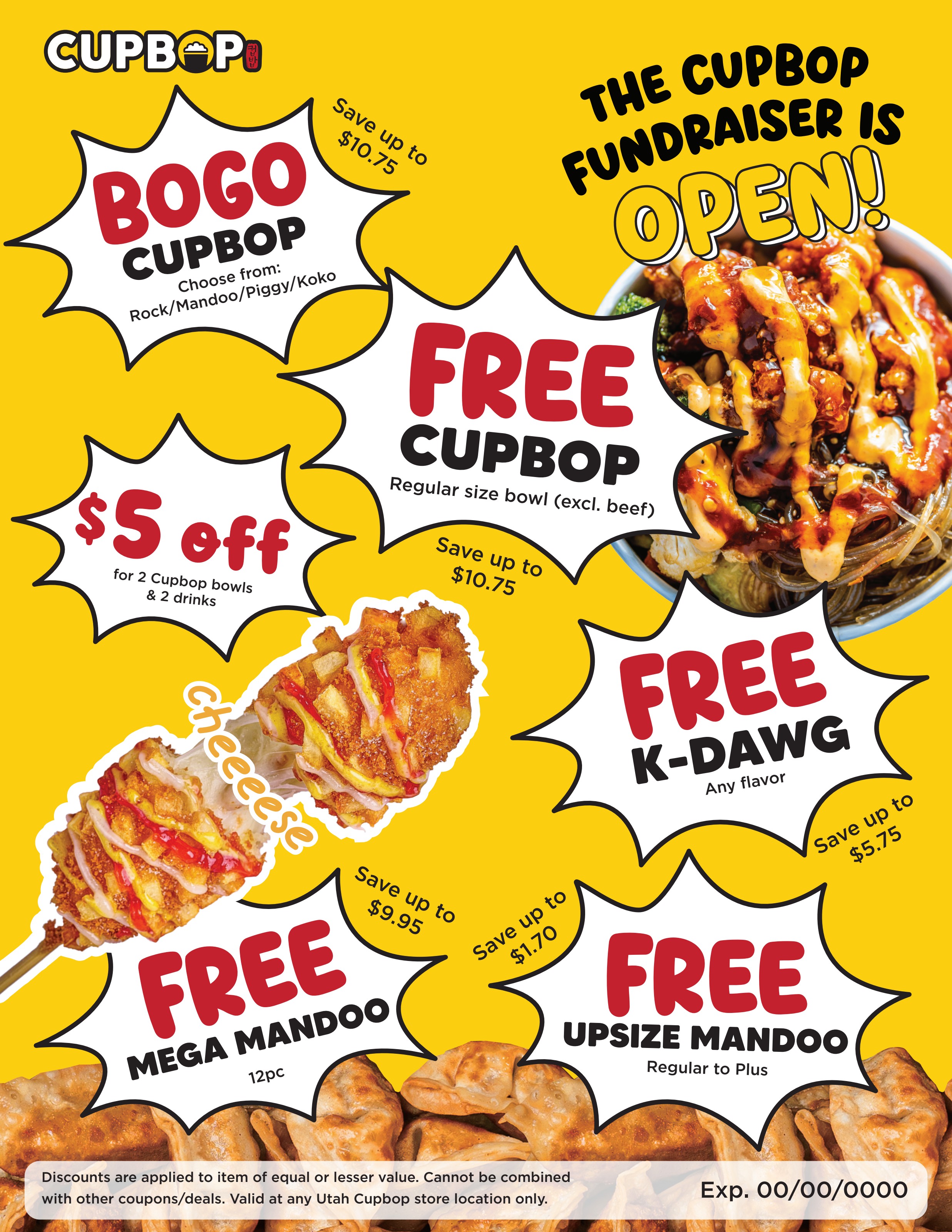 The CupBop foodie card showing its six redeemable offers
